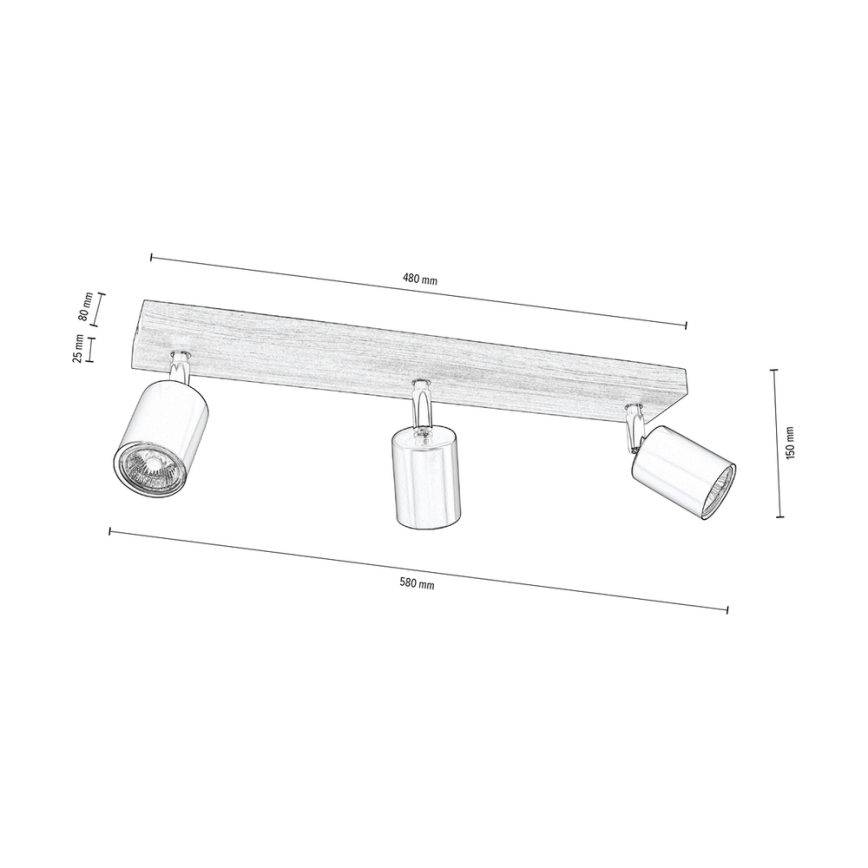 Foco de teto MANARA  3xGU10/5W/230V pinho - certificado por FSC