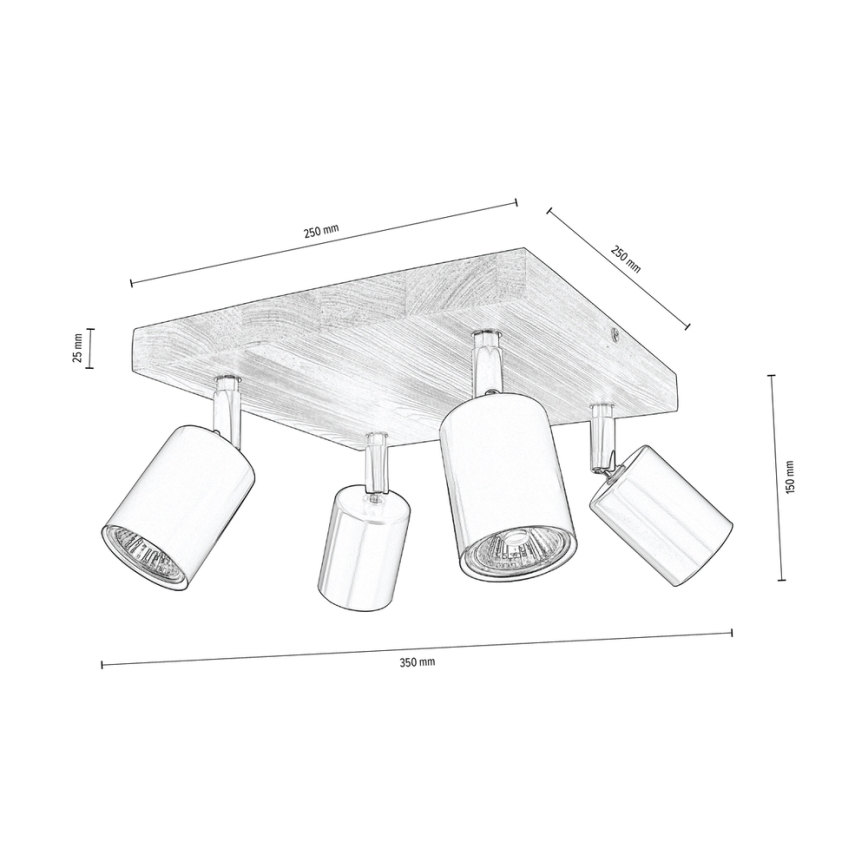 Foco de teto MANARA 4xGU10/5W/230V pinho  - Certificado por FSC