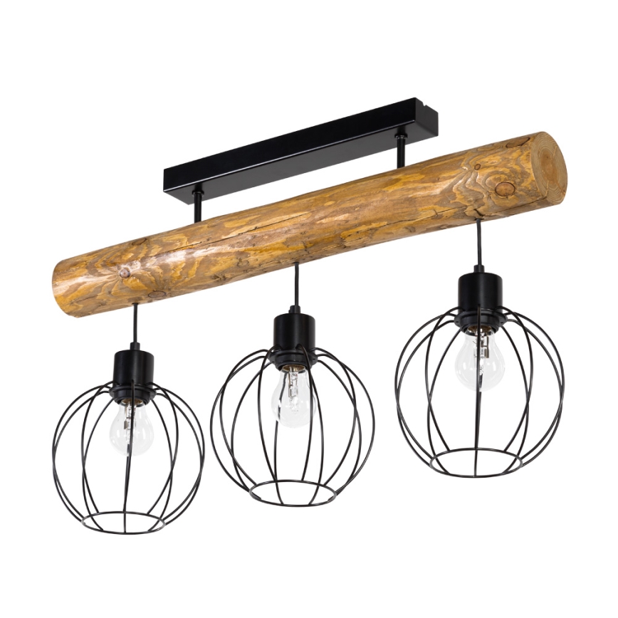Candelabro montado à superfície BERIS 3xE27/25W/230V pinho - certificado por FSC