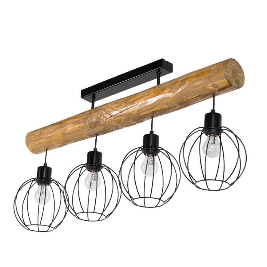 Candelabro montado à superfície BERIS 4xE27/25W/230V pinho - certificado por FSC