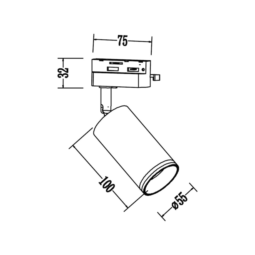 Spot para sistema de trilho monofásico PIPE 1xGU10/10W/230V preto