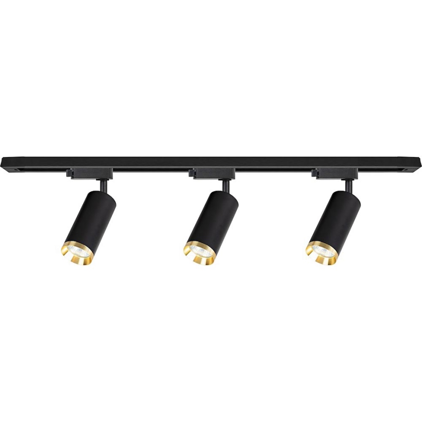 Spot para sistema de trilhos MICA 3xGU10/10W/230V preto/dourado