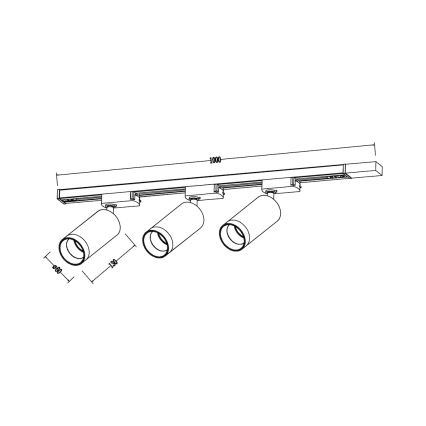 Spot para sistema de trilhos MICA 3xGU10/10W/230V preto/dourado