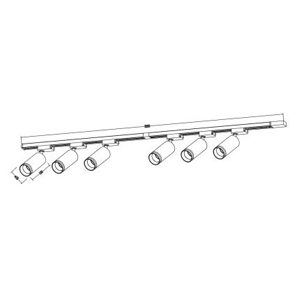 Spot para sistema de trilhos PIPE 6xGU10/10W/230V, preto