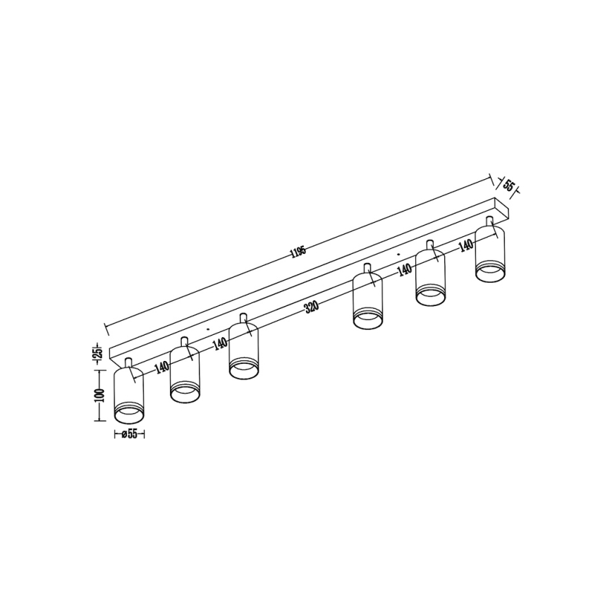 Spot PIPE 6xGU10/10W/230V branco