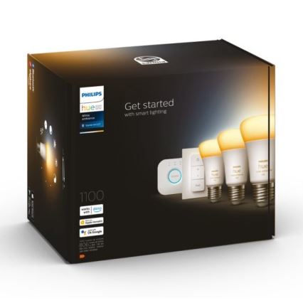 Starter kit Philips Hue White Ambiance 3xE27/11W 2200-6500K + um dispositivo para conectar e comando