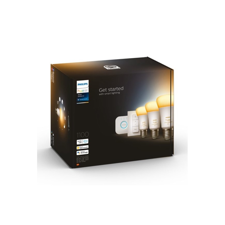 Starter kit Philips Hue White Ambiance 3xE27/11W 2200-6500K + um dispositivo para conectar e comando