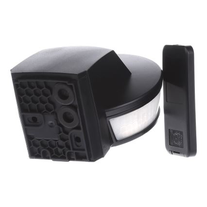 STEINEL 034979 - Sensor de movimento exterior SenslQ S preto IP54 + controlo remoto