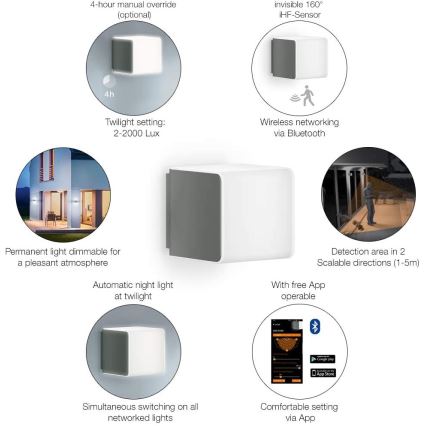 Steinel 055509 - Iluminação exterior LED com sensor L 830 LED/9.5W/230V IP44 prateada