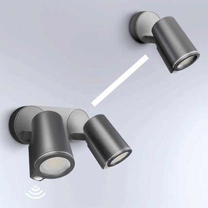 STEINEL 058654 - Iluminação de parede exterior LED com sensor SPOT DUO 2xGU10/7,5W/230V IP44
