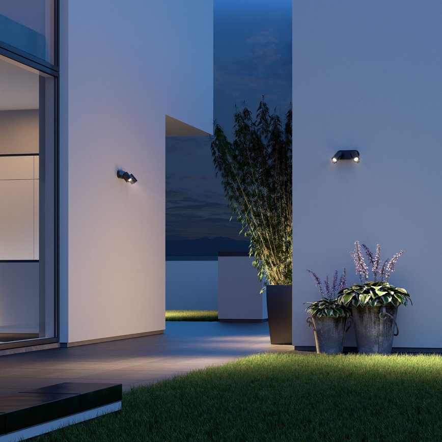 STEINEL 058654 - Iluminação de parede exterior LED com sensor SPOT DUO 2xGU10/7,5W/230V IP44