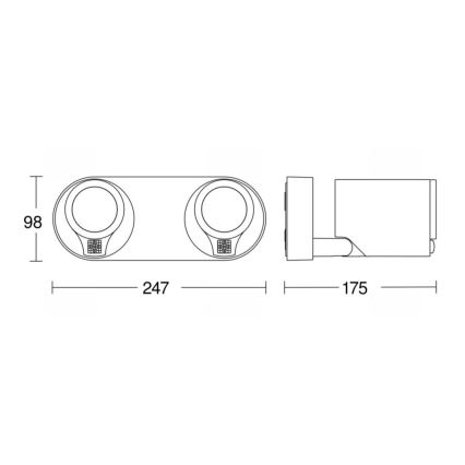 STEINEL 058654 - Iluminação de parede exterior LED com sensor SPOT DUO 2xGU10/7,5W/230V IP44