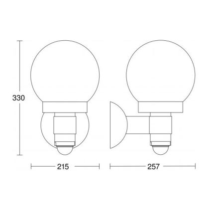 Steinel 059880 - Iluminção exterior com sensor L 115 1xE27/60W/230V IP44