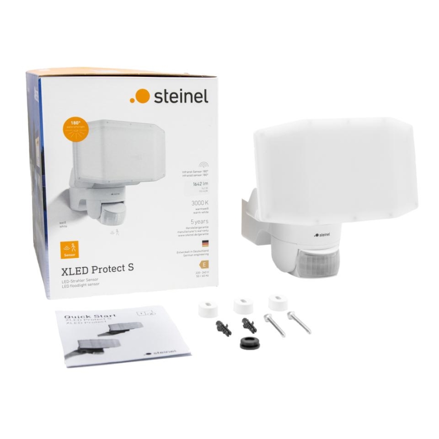 Steinel 089894 - Holofote LED com sensor XLED PROTECT LED/14,3W/230V 3000K IP54 branco
