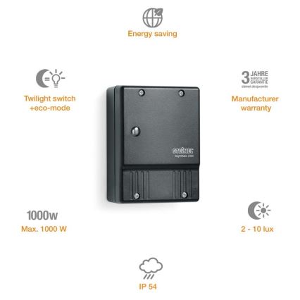 STEINEL 550318 - Sensor noturno NightMatic 2000 preto IP54