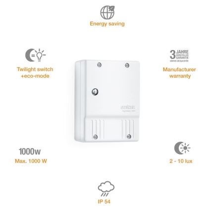 STEINEL 550417 - Sensor noturno NightMatic 2000 branco IP54