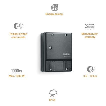 STEINEL 550516 - Sensor noturno NightMatic 3000 Vario preto IP54