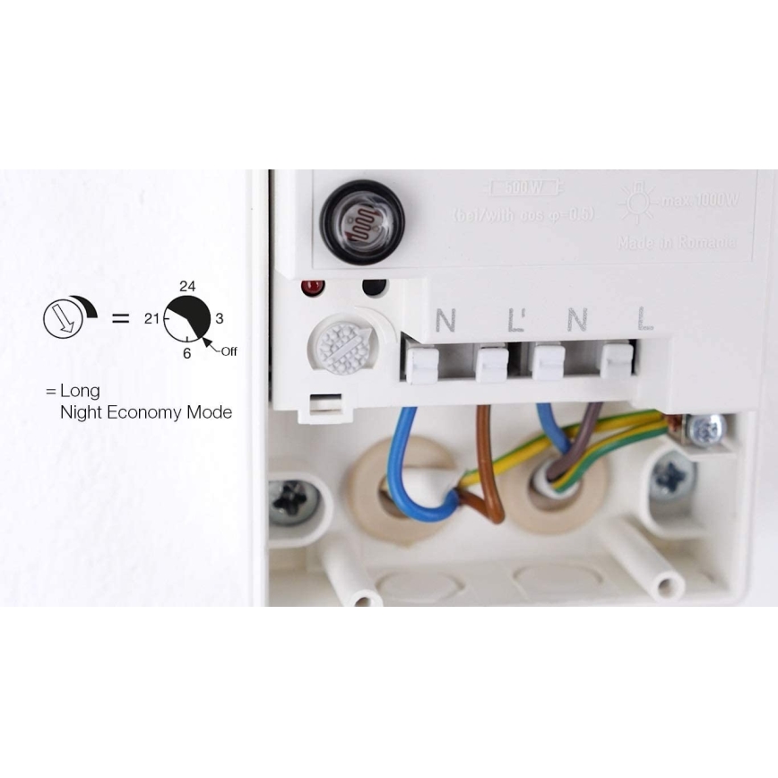 STEINEL 550615 - Sensor noturno NightMatic 3000 Vario branco IP54