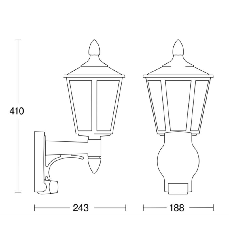 Steinel 617813 - Iluminação de parede exterior com sensor L 15 1xE27/60W/230V IP44