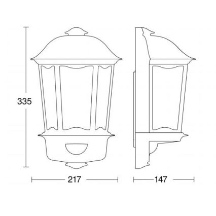 Steinel 644512 - Iluminação de parede exterior com sensor L 190 S 1xE27/100W/230V IP44