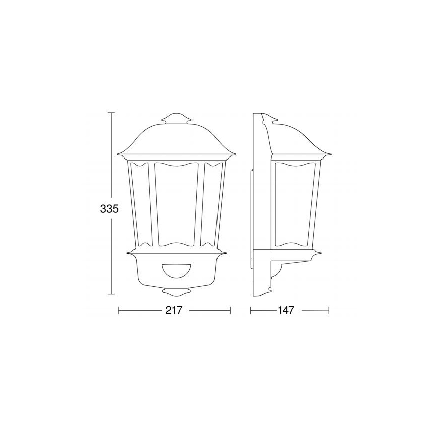 Steinel 644512 - Iluminação de parede exterior com sensor L 190 S 1xE27/100W/230V IP44