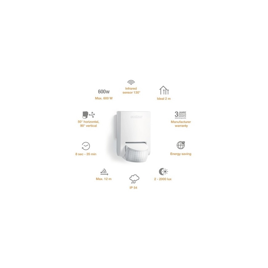 STEINEL 660314 - Sensor exterior de infravermelhos IS 130-2 branco IP54