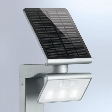 STEINEL 671211 - Foco solar LED com sensor XSolar GL-S 0,5W/LED prateado IP44