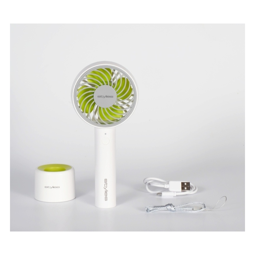 Stylies - Ventoinha portátil recarregável LACERTA 4W/5V 2500 mAh branca