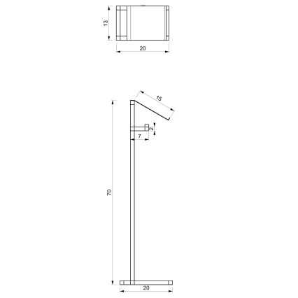 Suporte de papel higiénico 71x20 cm preto