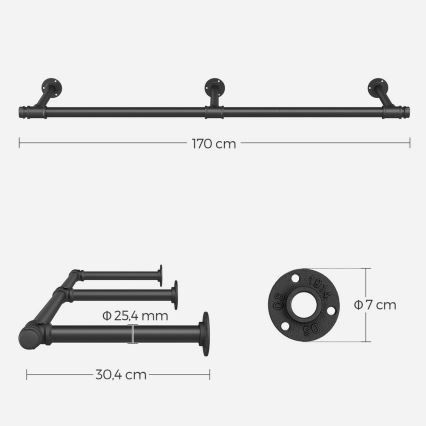 Suporte de parede para cabides LINEA, preto