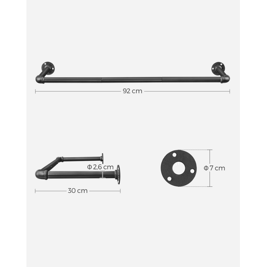 Suporte de parede para cabides LINEA, preto