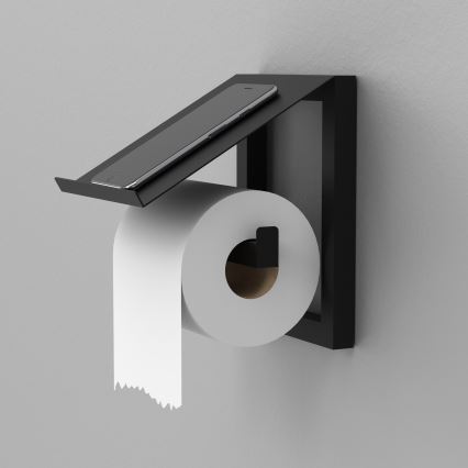 Suporte de parede para papel higiénico 17x15 cm preto