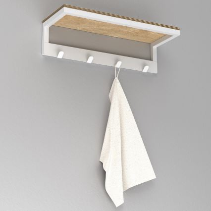 Suporte de parede para toalha com prateleira 10x40 cm branco