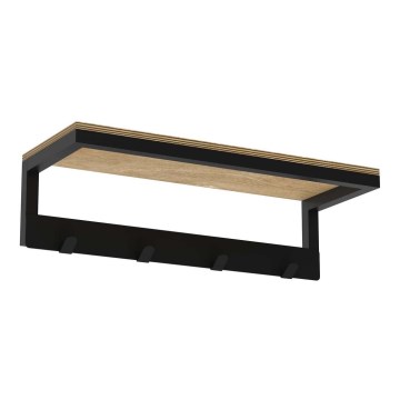 Suporte de parede para toalha com prateleira 10x40 cm preto