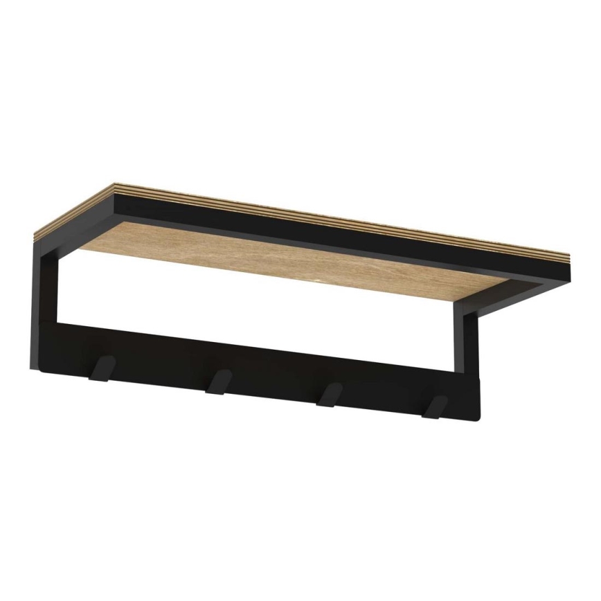 Suporte de parede para toalha com prateleira 10x40 cm preto