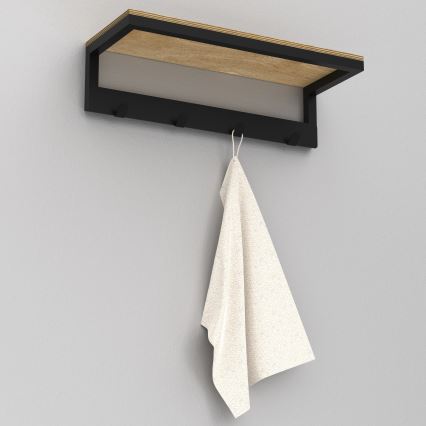 Suporte de parede para toalha com prateleira 10x40 cm preto