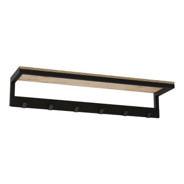 Suporte de parede para toalha com prateleira 10x60 cm preto