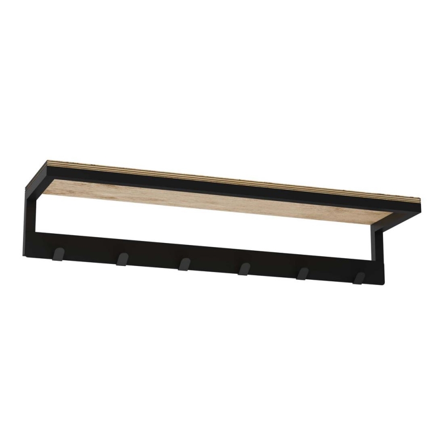 Suporte de parede para toalha com prateleira 10x60 cm preto
