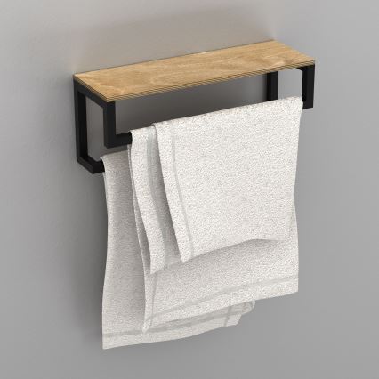 Suporte de parede para toalha com prateleira 14x40 cm preto