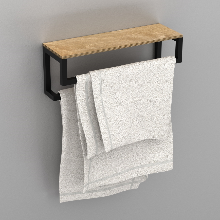 Suporte de parede para toalha com prateleira 14x40 cm preto