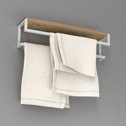Suporte de parede para toalha com prateleira 14x60 cm branco