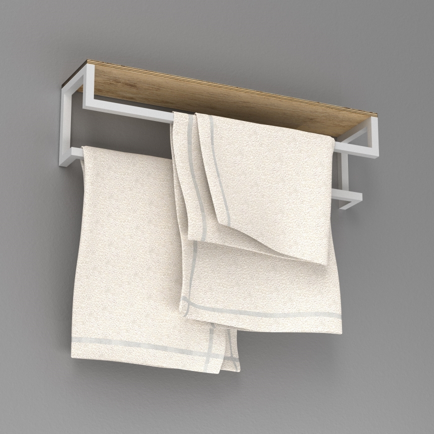 Suporte de parede para toalha com prateleira 14x60 cm branco