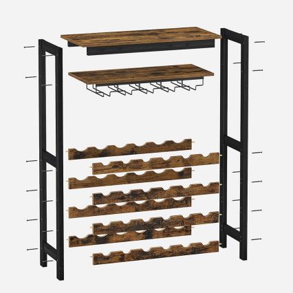 Suporte multifuncional para vinhos e copos NAVARO castanho/preto