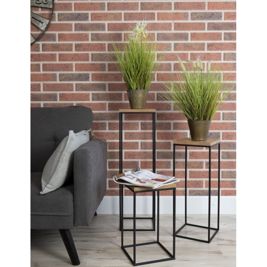 Suporte para flores BASICLOFT 80x24 preto/castanho