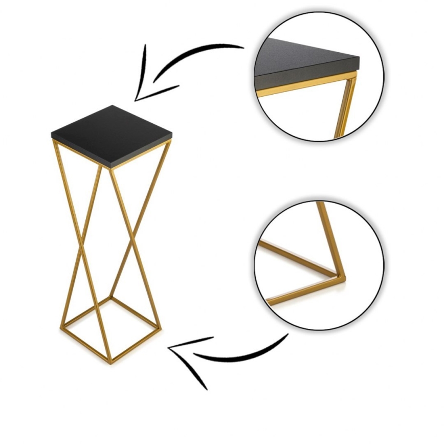 Suporte para flores LOFT 70x24 cm dourado/preto