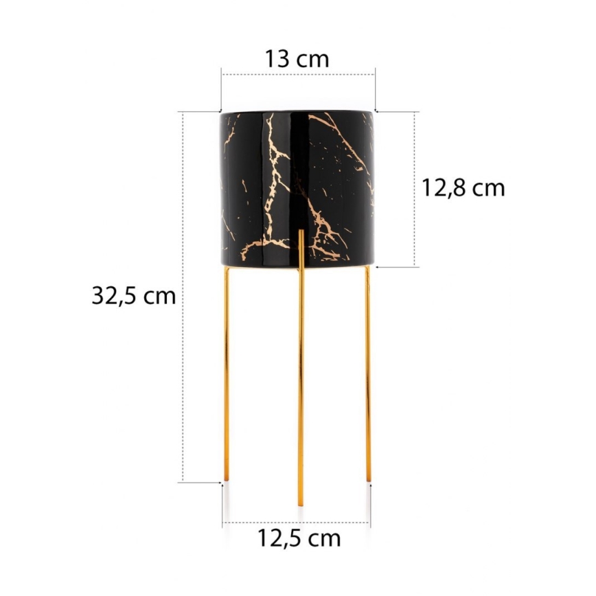 Suporte para flores NILA 32,5x13 cm preto/dourado
