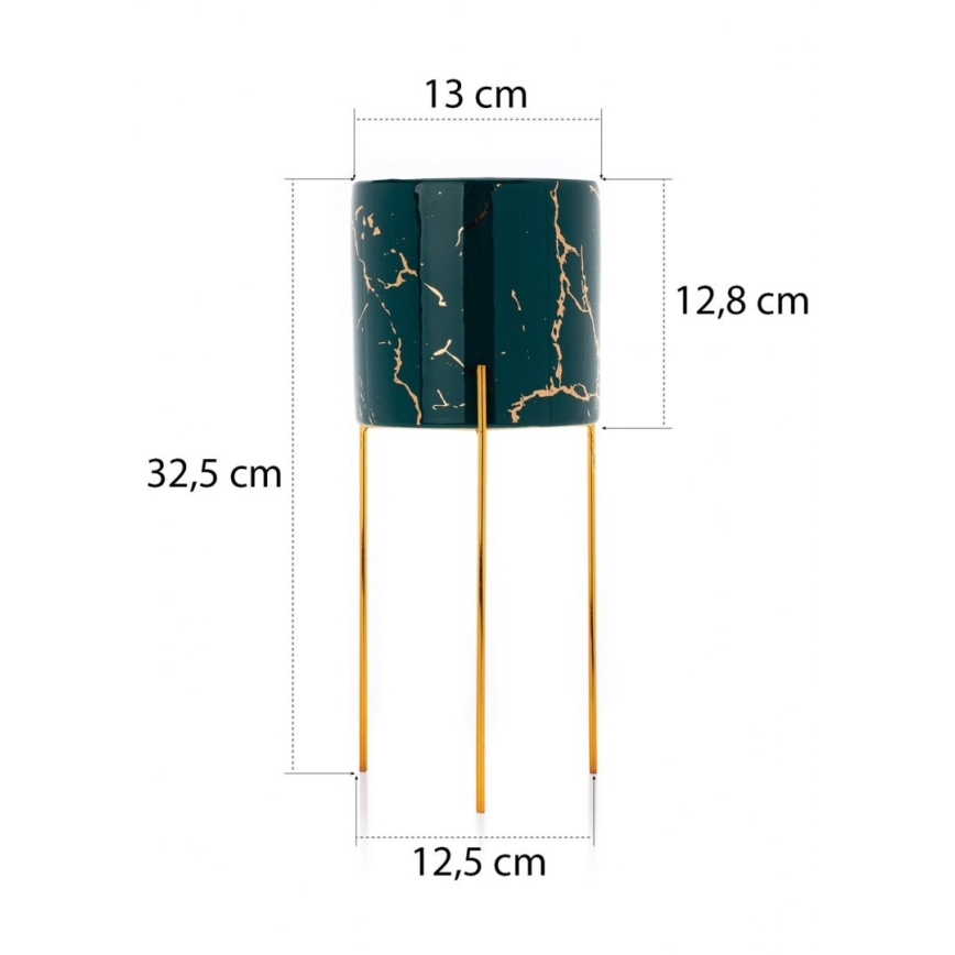 Suporte para flores NILA 32,5x13 cm verde/dourado