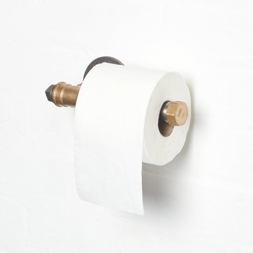 Suporte para papel higiénico BORURAF 8x22 cm preto/dourado