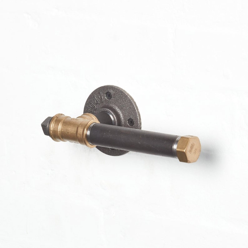 Suporte para papel higiénico BORURAF 8x22 cm preto/dourado