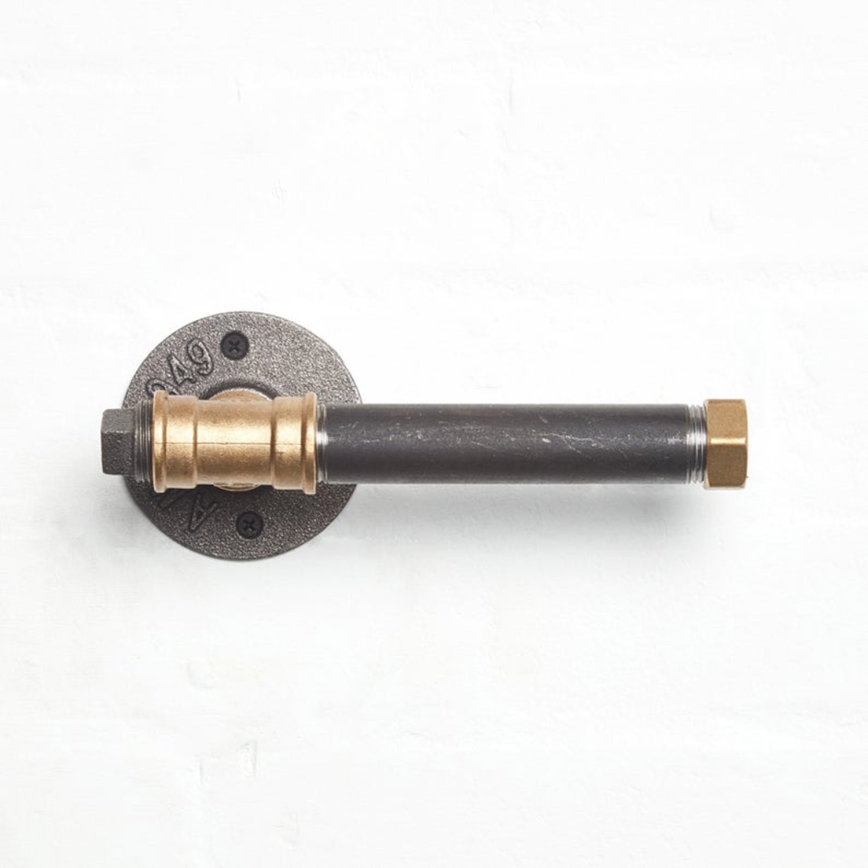 Suporte para papel higiénico BORURAF 8x22 cm preto/dourado